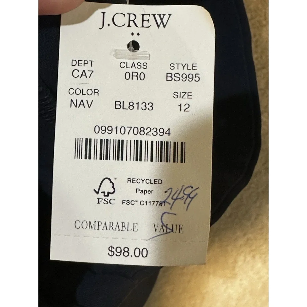 NWT J.‎ Crew Women's Navy Jamie Pull On Dress Pants Size 12 Business Career